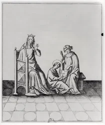 Blanche de Castille (1188-1252) Dronning av Frankrike og hennes sønn Louis ved hans studier